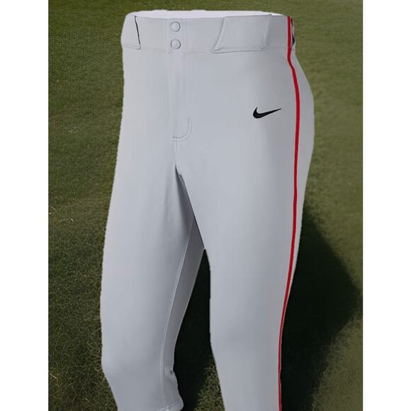 Nike Mens Vapor Select High Gray Baseball Pants Red Piping Large New Knickers - Picture 1 of 2
